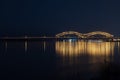 Bridge Lights Reflect in the Mississippi River