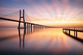 Bridge Lisbon at sunrise, Portugal - Vasco da Gamma Royalty Free Stock Photo