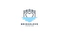 Bridge with love line outline logo vector icon design Royalty Free Stock Photo