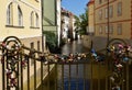 Bridge with love padlocks in Prague