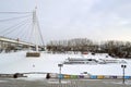 The bridge of lovers through the Tura River and the embankment i