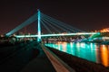 Bridge of Lovers and Tura River in Tyumen, Russia