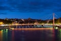 Bridge in Lyon at night Royalty Free Stock Photo