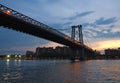 The bridge of manhattan. East River towards Brooklyn, New York