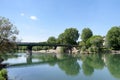 Bridge on the Marne river  in Ile de France country Royalty Free Stock Photo