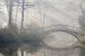 Bridge in misty morning