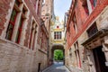 Bridge between Museum of Liberty and Town Hall on Burg square, Bruges, Belgium Royalty Free Stock Photo