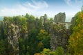 Bridge named Bastei in Saxon Switzerland Germany on a sunny day Royalty Free Stock Photo