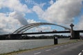 Bridge named van Brienenoordbrug over river Nieuwe Maas in Rotterdam Royalty Free Stock Photo