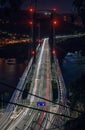 BRIDGE BY NIGHT. RANDE BRIDGE, VIGO Royalty Free Stock Photo