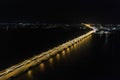 Bridge at night from aerial Royalty Free Stock Photo