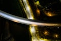 Bridge at night. Aerial HDR. Long Exposure. Road Street Lights Royalty Free Stock Photo