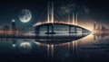 view of the bridge over river bridge over the river bridge at night generative AI Royalty Free Stock Photo