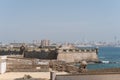 Bridge And Old Casle Of Cadiz Andalucia, Spain Royalty Free Stock Photo