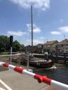 Bridge open for a skutsje in Franeker Royalty Free Stock Photo