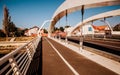 Bridge in centre of Oradea seen sunny summer day in Oradea, Rom