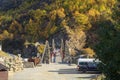 The historic Kawarau Gorge Suspension Bridge, New Zealand, the birthplace of bungy jumping