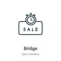 Bridge outline outline vector icon. Thin line black bridge outline icon, flat vector simple element illustration from editable
