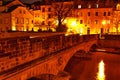 bridge over Alzette river in Luxembourg picture take at night Royalty Free Stock Photo