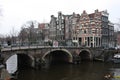 Bridge over an Amsterdam canal in Holland Royalty Free Stock Photo