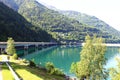 Bridge over artificial Lac du Verney, Rhone-Alpes, France