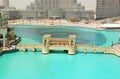 Bridge over artificial lake in Dubai downtown