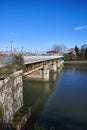 Bridge over the Bidasoa river on Spain and France border. Royalty Free Stock Photo