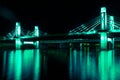 Bridge over Brazos River illuminated by LED in Waco, Texas / Light painted bridge Royalty Free Stock Photo