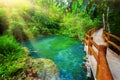 Bridge over calm blue water Royalty Free Stock Photo