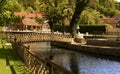 Bridge over a canal in the medieval town of Quincerot in Bourgog