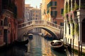 Bridge over a canal in Venice illustration. Generative AI, Generative, AI