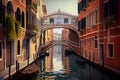 Bridge over a canal in Venice illustration. Generative AI, Generative, AI