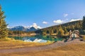 Bridge Over Cascade Ponds In Banff National Park Royalty Free Stock Photo
