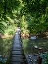 Bridge over Cerna river, Romania trail to Inelet and Scarisoara hamlets, Romania Royalty Free Stock Photo