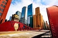 Bridge over Chicago river in city downtown Royalty Free Stock Photo