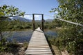 Bridge over clean and clear river in the forest, Rondane National Park Royalty Free Stock Photo