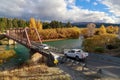 Bridge over the Clutha River, Otago, New Zealand, in autumn