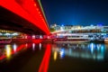 Bridge over the Danube Canal at night, in Vienna, Austria. Royalty Free Stock Photo