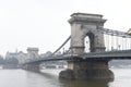 The bridge over the Danube in the fog Royalty Free Stock Photo