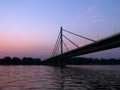 Bridge over Danube in Novi Sad at sunset Royalty Free Stock Photo