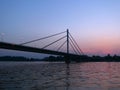 Bridge over Danube river at sunset Royalty Free Stock Photo