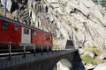 Bridge over the devilÃÂ´s canyon in Andermatt. Royalty Free Stock Photo