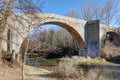 Bridge over the Dourbie in the village of Nant in the Aveyron department in the Occitany region Royalty Free Stock Photo