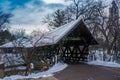 Bridge over the DuPage River West Branch in Naperville, IL Royalty Free Stock Photo