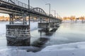 Bridge over Frozen River in UmeÃÂ¥, Sweden