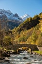 Bridge over the Gave de Gavarnie. French Pyrenees