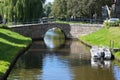 Bridge over a gracht in Friedrichstadt, the beautiful town in northern Germany founded by Dutch settlers Royalty Free Stock Photo