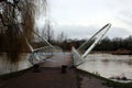 Bridge over the Great Ouse Bedford after it burst it`s banks Royalty Free Stock Photo