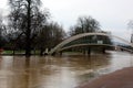 Bridge over the Great Ouse Bedford after it burst it`s banks Royalty Free Stock Photo