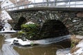 Bridge over Kungsbacka river with cold water Royalty Free Stock Photo